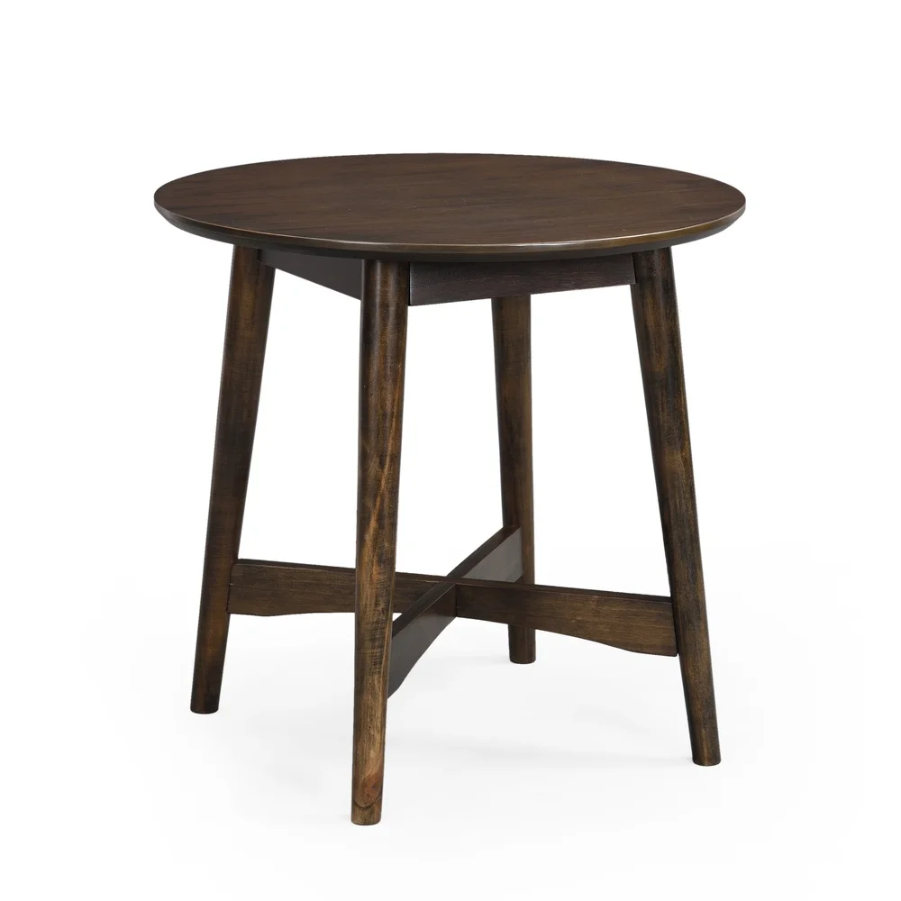

Mid-Century Modern Round Wood End Table Indoor Solid Wood Faux Wood Splayed Legs Assembly Required Living Room Decor
