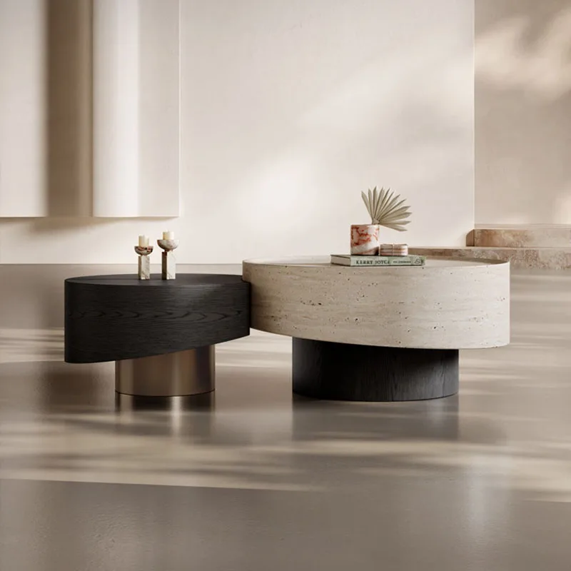 Italian Minimalist Coffee Table Modern Living Room Aesthetic Unique Nordic Side Table Round Designer Meubles Salon Furniture