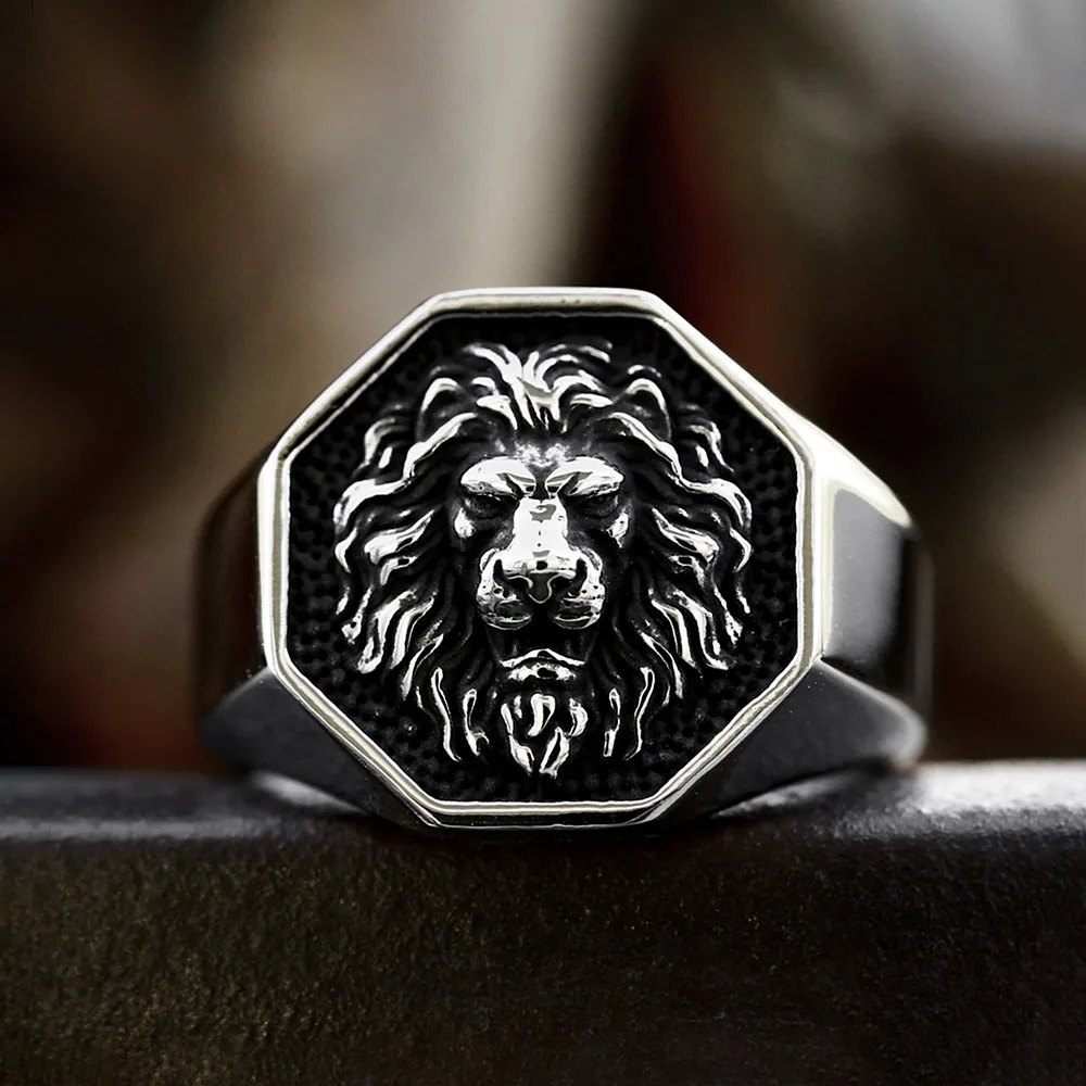 Fashion Detailed Stainless Steel 3D Lion Head Rings For Men Women Punk Trendy Domineering Vintage Animal Jewelry Gifts Wholesale