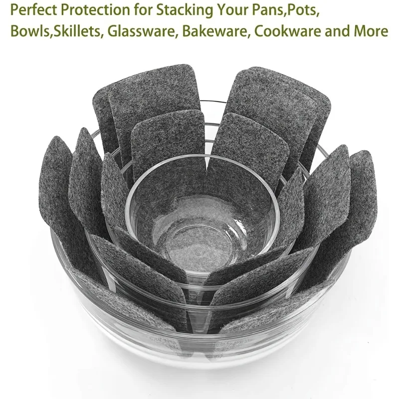 10.2/13.8/15 Inch Pot and Pan Protectors, Set of 12 with 3 Different Sizes, Pot Dividers Pads, Stacking Pan Protectors