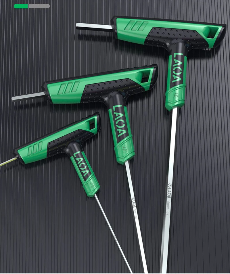 LAOA 1pc Ball Head T-shape Hex Wrench 2-10MM S2 Hex Key 58HRC Hexagon Screwdriver Socket Screw Wrench Spannner view 6