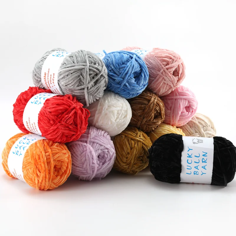 50G x2 Ball Soft Chenille Velvet Yarn For Knitting And Crochet Soft Warm Wool Yarn Thick Line Sweater Hat Blankets DIY Craft