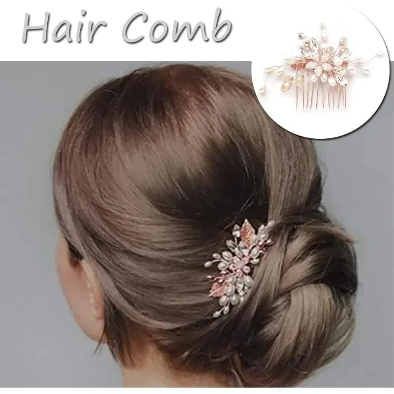 Jepit Rambut Pengiring Pengantin Sisir Rambut Klip Pengantin Perhiasan Rambut Daun Tiara Bunga Pernikahan Indah