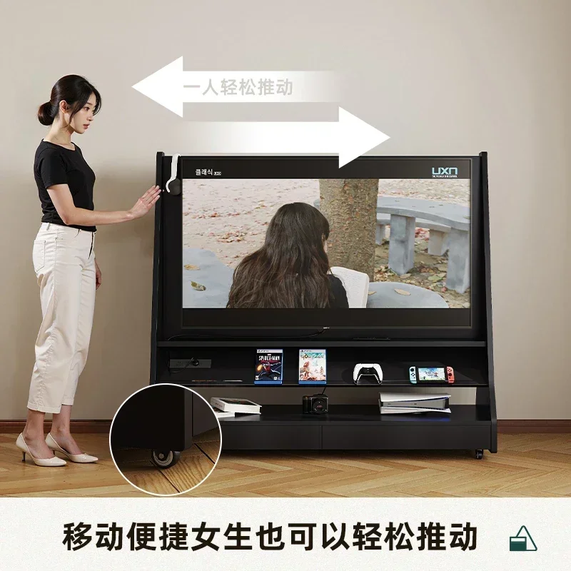 Medieval solid wood removable TV cabinet storage integrated small apartment household