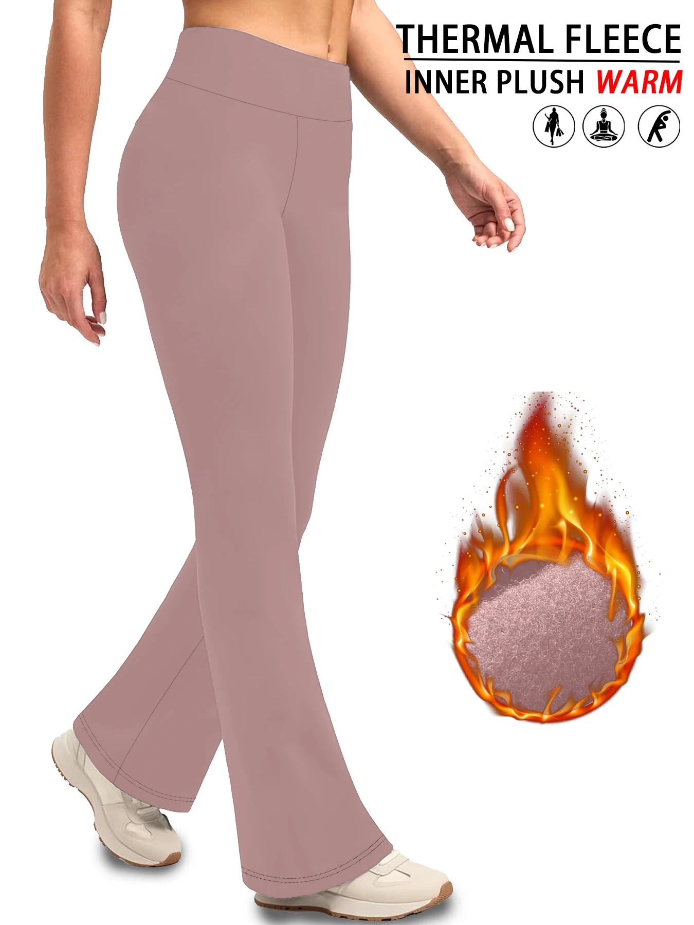 

Women's Fleece lining Leggings - High Waisted Super Soft Flare Pants with Tummy Control Feature.casual wear Home leisure