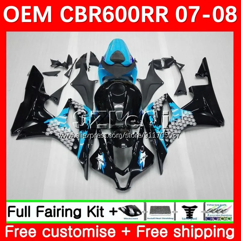 OEM Bodys + Decal For HONDA CBR600 CBR 600RR 600 Graffiti blue RR CC F5 07 08 38No.5 600CC CBR600RR 2007 2008 Injection Fairing