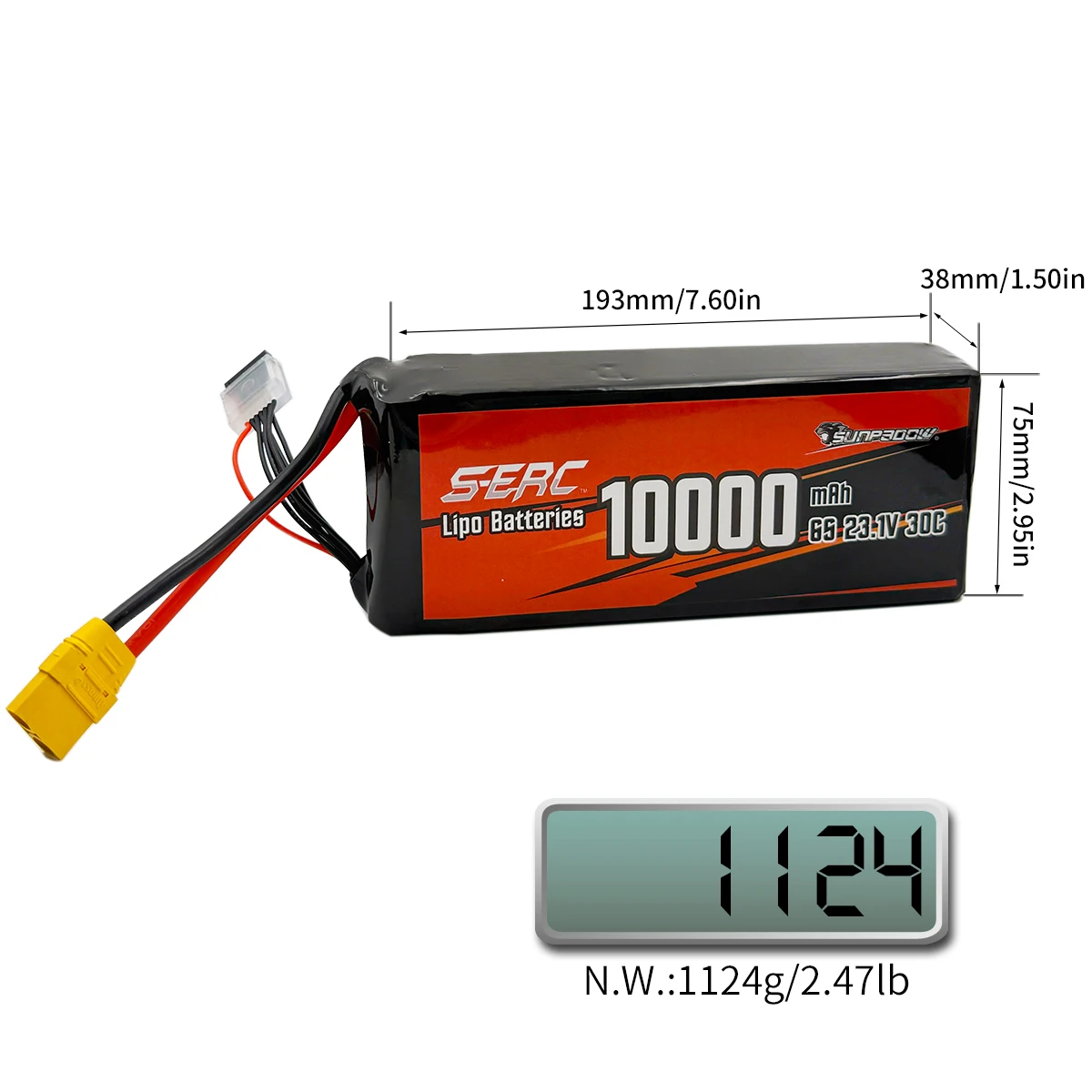 SUNPADOW 6S Lipo Battery 10000 18000 24000 23.1V XT90 RC Airplane Helicopter Drone FPV Quadcopter High Power Agricultural drone