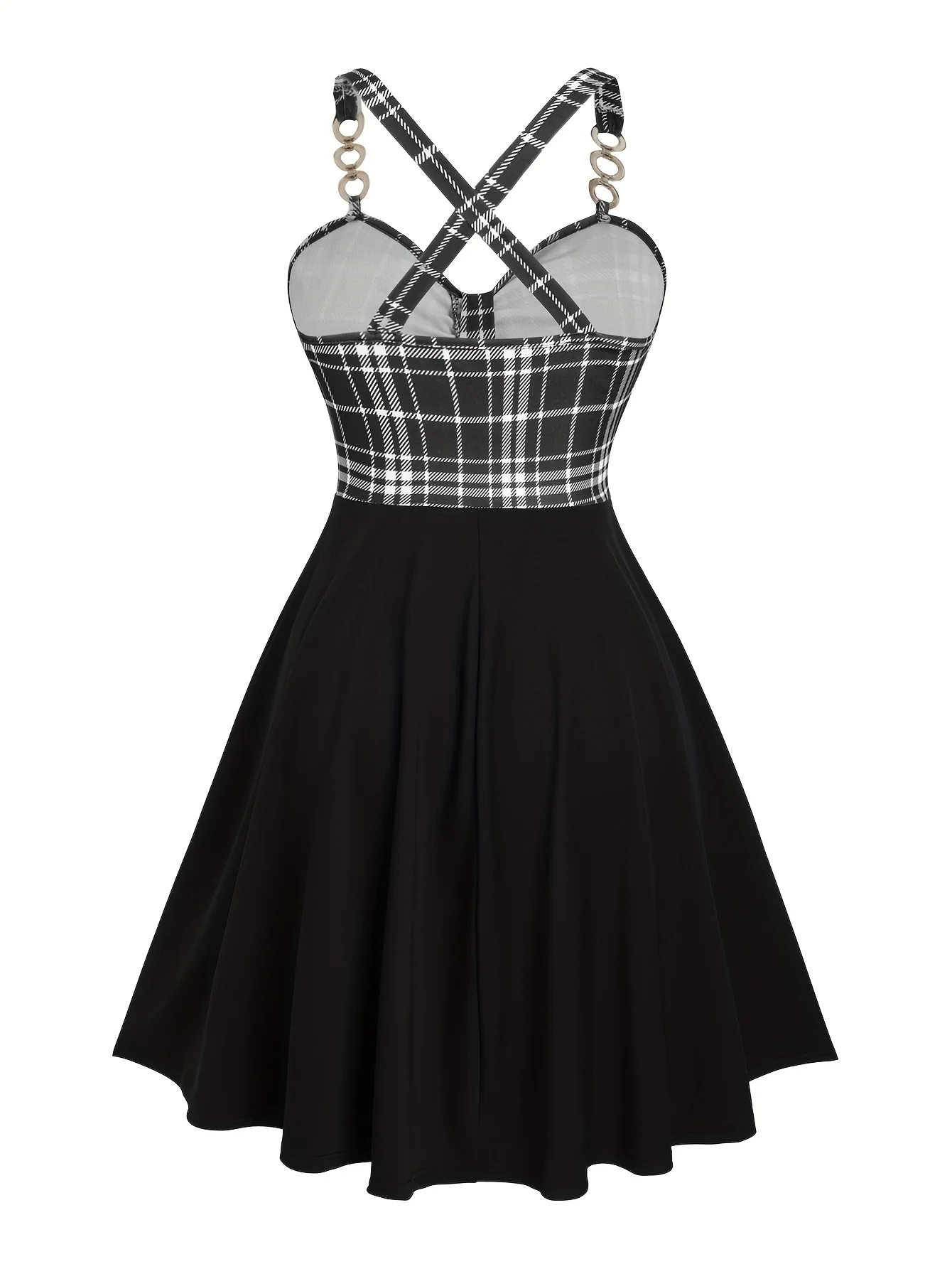 European and American Fashion Plus-Size Short Mini Dress with Crisscross Thin Straps