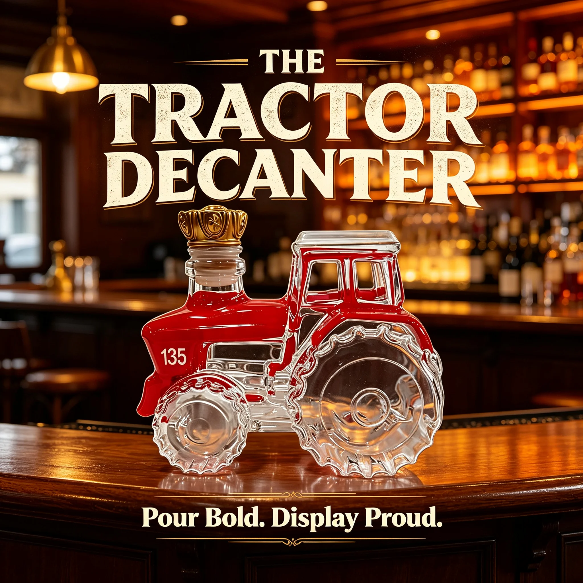 Whiskey Decanter Farm Tractor Shaped Glass Bottle Funny Empty Liquor Container Vodka Bourbon Bar Decor Gift For Fathers Day Men