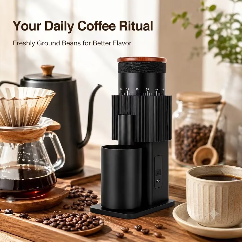SIHAO Electric Coffee Grinder Portable Coffee Bean Grinder USB Rechargeable Burr Mill Coffee Grinder Home Kitchen Gift