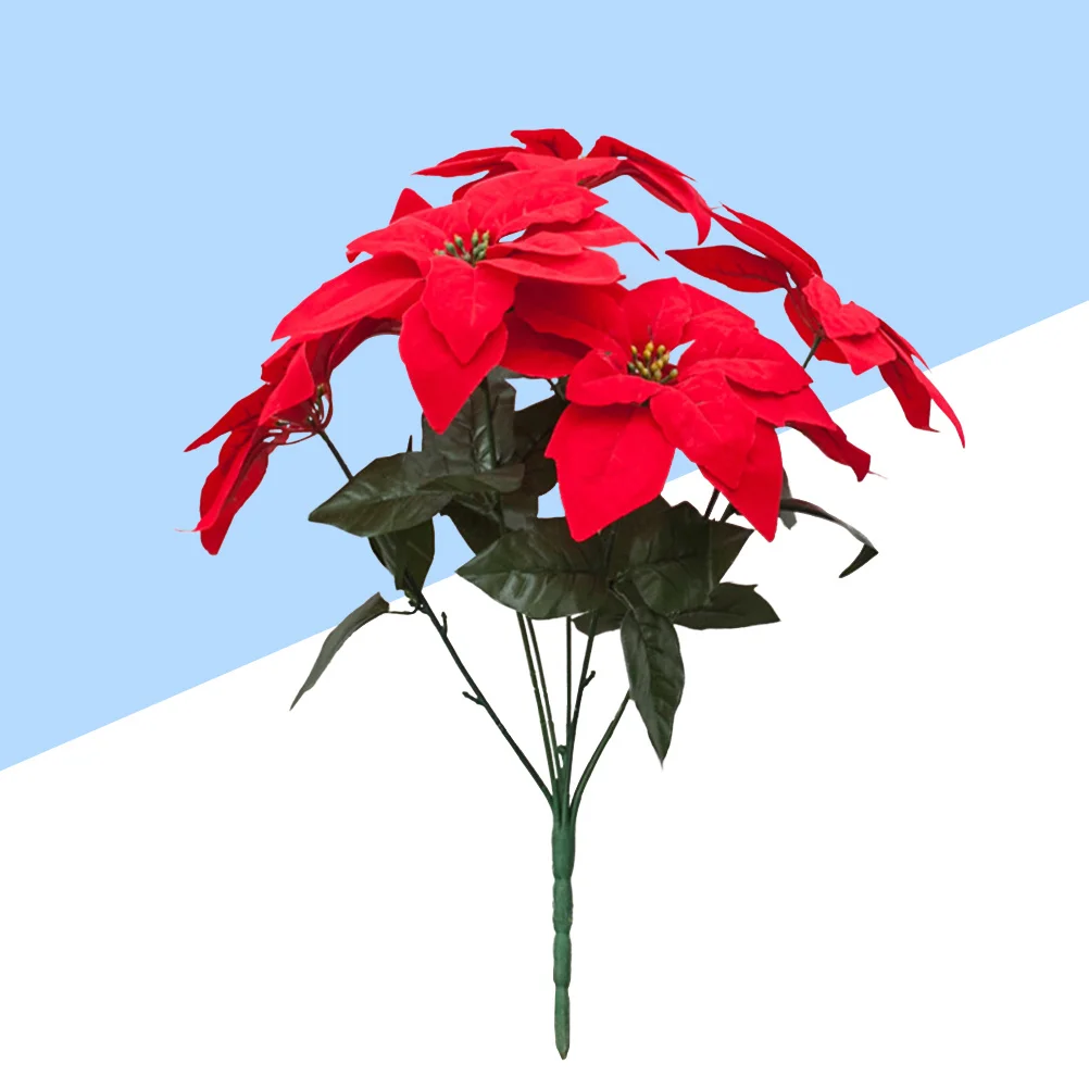 

1Pcs Red Poinsettia Christmas Flowers Flannel Real Touch Xmas Table Centerpiece Decor Christmas Flowers Xmas Flower Arrangements