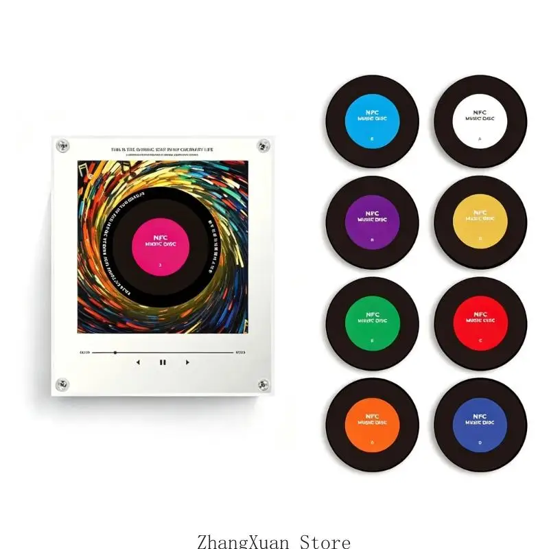 Fridge Music Player Tap to Play Vinyls Record 9 Disc LED Light Acrylic Music Box 3XUF