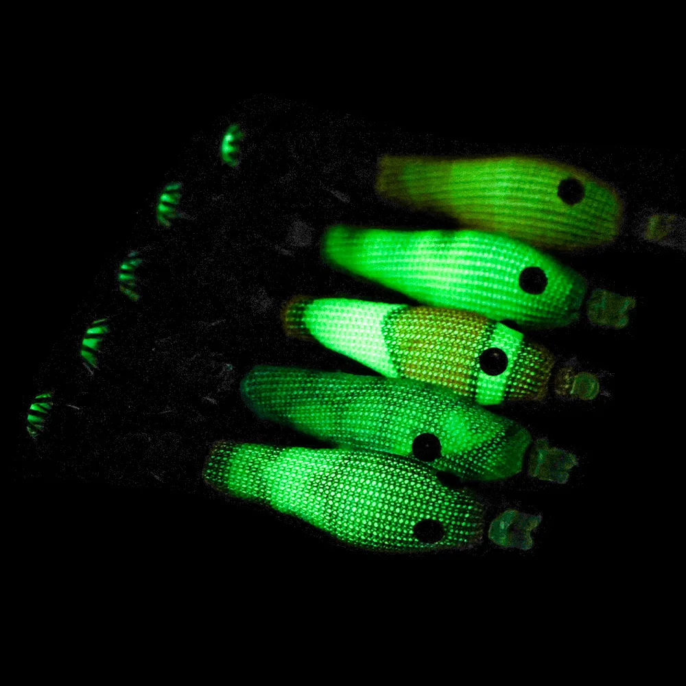 5 Teile/paket Nachtleuchtende Tintenfisch Falsche Köder Weiche Gummi Fischernetz String Haken Köder Schlag Rohr Simulation Tintenfisch Jig Haken für Nacht F – Detail 14