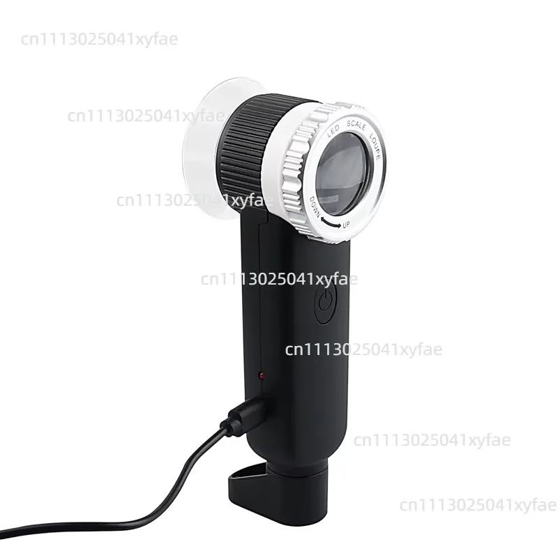 30X Handheld Magnifier with LED Light & Scale, Adjustable Focal Multifunction Loupe for Jewelry Inspection