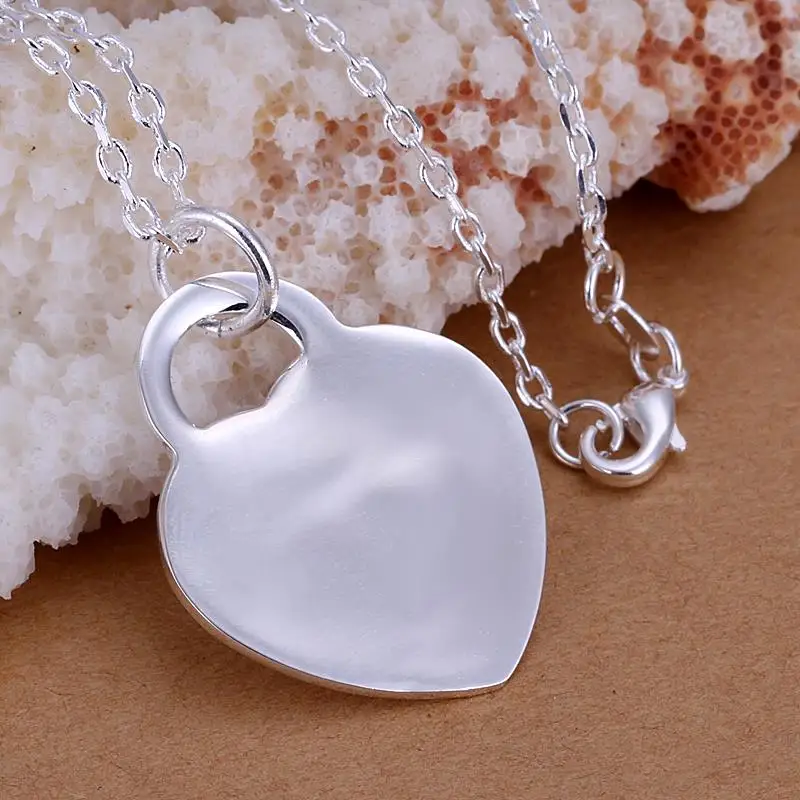 

Special offer 925 Sterling Silver heart card Pendant Necklace for women Christmas gifts fashion luxury party wedding Jewelry