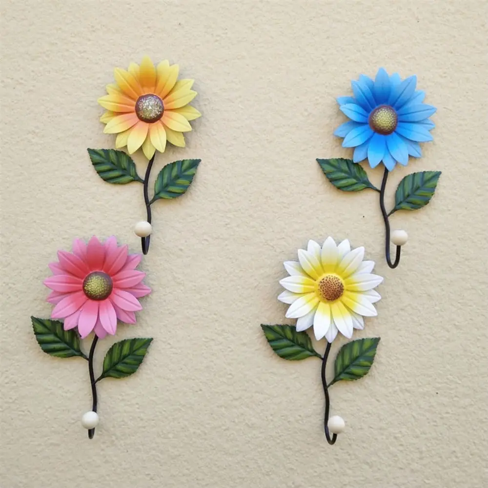 

Storage Organizer Iron art Daisy Key Hook Creative Wall Mounted Storage Wall Hook Modern Artificial Over Door Hanger Home
