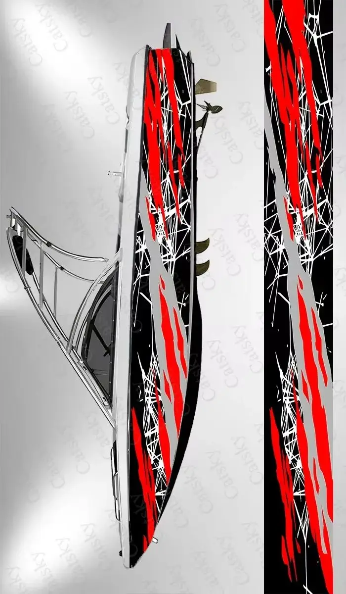 

Full color geometric abstract stripes Boat Stickers Vinyl Wrap for Pontoonman Console Deck Boat Fishing Platform Decal Sticker