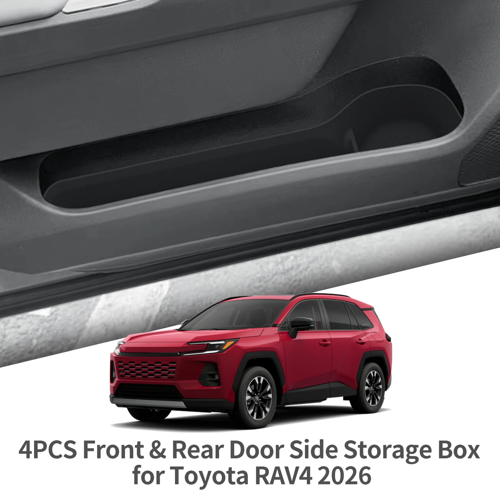 LUCKEASY für Toyota RAV4 2026 Vorderer und Hinterer Türgriff Schrankfach Aufbewahrungsbox Tür-Seitenorganizer TPE Auto-Innenzubehör – Detail 1