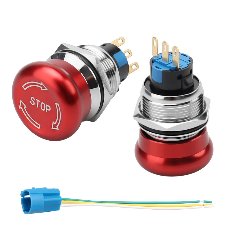 

Металлический водонепроницаемый кнопочный переключатель в виде грибовидной головки из нержавеющей стали, 22 мм