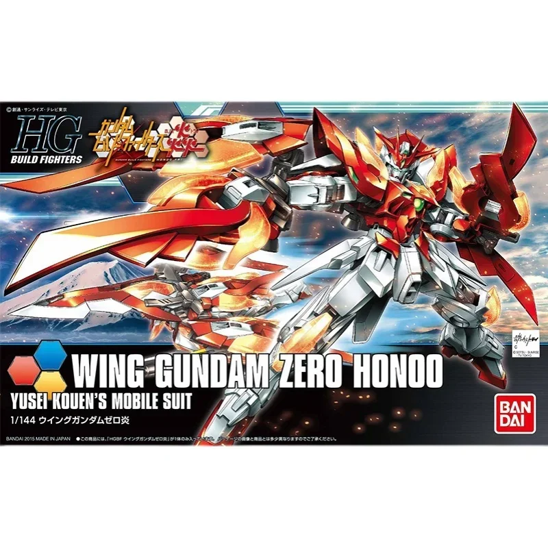 Bandai Gundam Model Kit Anime Figure HGUC 1/144 Wing Gundam Zero Honoo Genuine Robot Model Action Toy Figure giocattoli per bambini