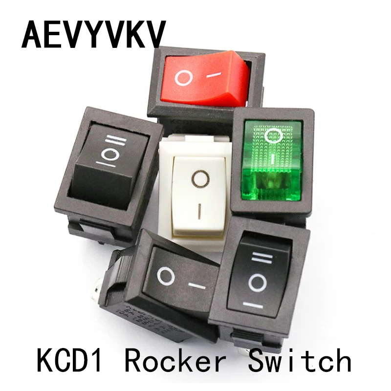 5PCS KCD1 2PIN 3PIN On/Off Square Plastic Rocker Switch DC AC 6A/250V Car Dashboard DIY Toy Parts Power Switch Light Switch