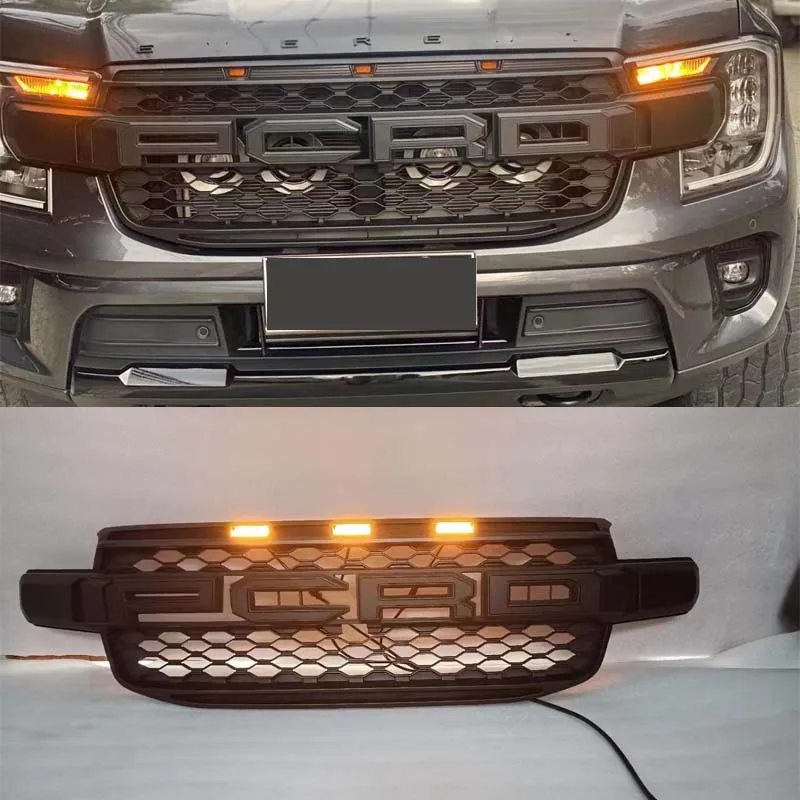 For Ford Everest Ambiente Trend 2022 2023 Titanium+ 4x4 4x2 Sport Trend Raptor Style Front Grills Replacement LED Racing Gille