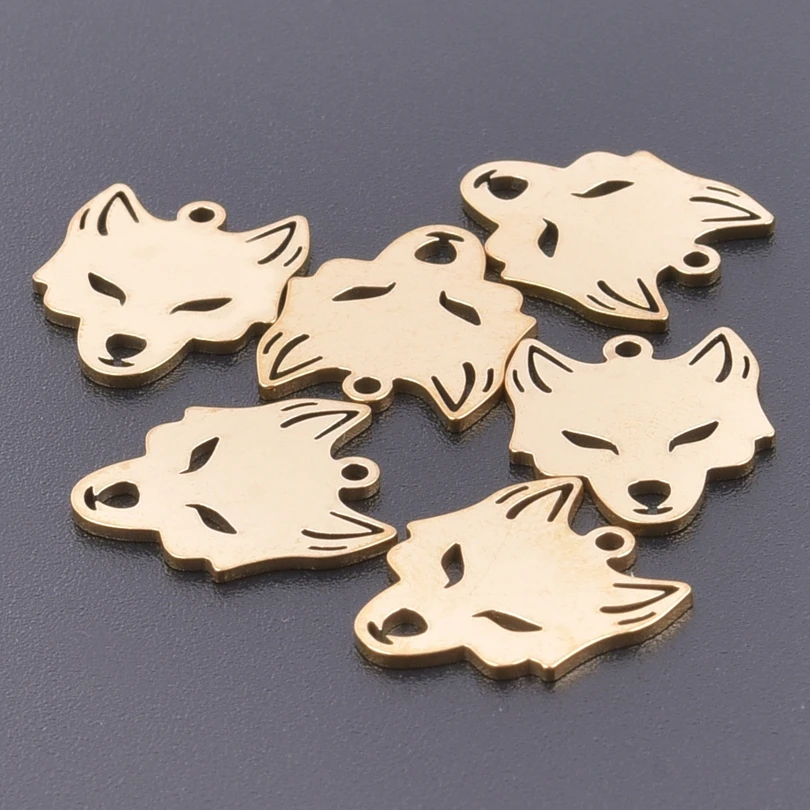 20pcs Gold Color Dog Cat Fox Charm for Jewelry Making Stainless Steel Elephant Cow Lizard Kangaroo Pendant DIY Earrings Finding