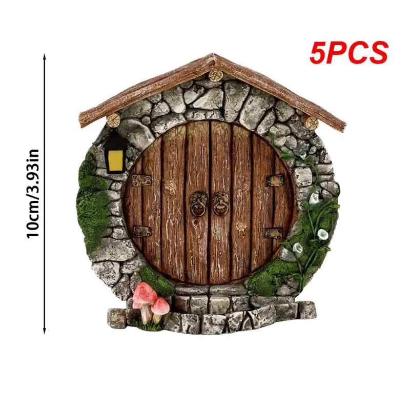 5PCS Wooden Fairytales Dwarf Tree Door Decoration Ornaments Children's Toys Home Decor Crafts Fairy Tale Garden Decoration