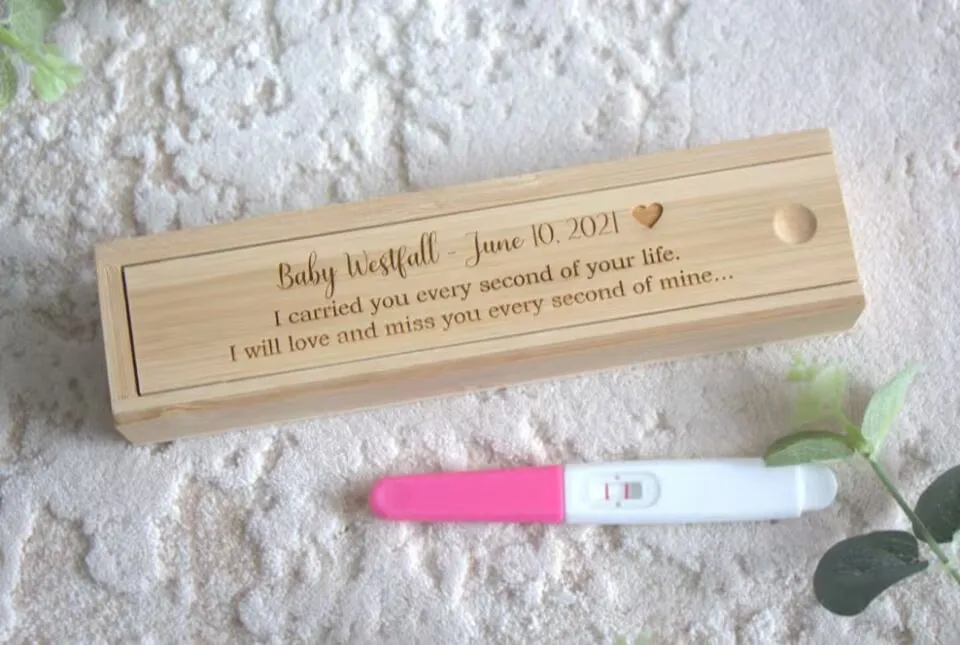 شخصية فقدان الحمل محفورة صندوق تذكار حامل اختبار الحمل لذكرى الهيكل التفكير عنك الحزن هدية