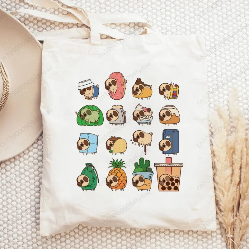 

Pug Anatomy Canvas Bag Women Girls Simple Large Capacity Storage Handbag Shoulder Bag Tote Reusable Student Bookbag