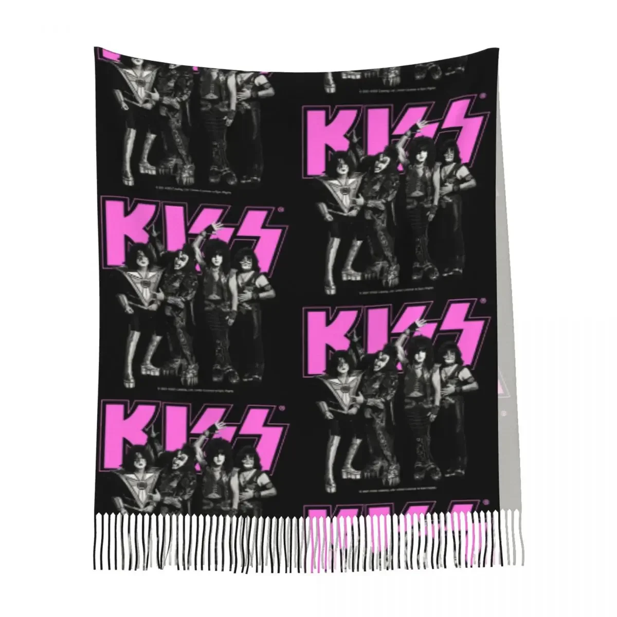 

Kiss Rock Band Retor Шарф Шарфы с кисточками для женщин Мягкие теплые шали и накидки Большая осенне-зимняя шаль
