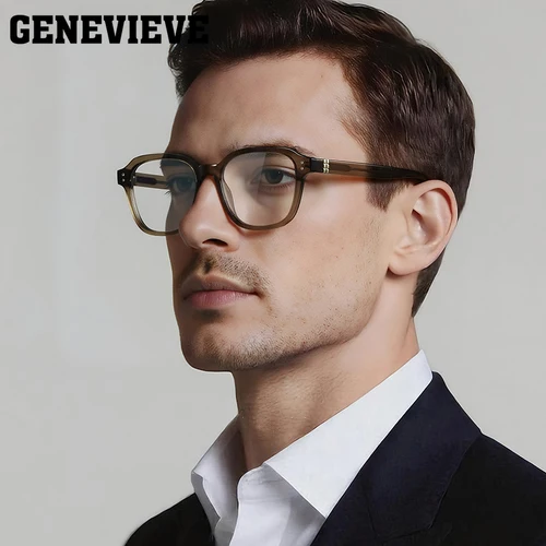Imagen 1 del producto GENEVIEVE, gafas de lectura con luz azul para hombre, diseño clásico, cuadrado Simple geométrico, fotocromático, prescripción personalizable PFD2227