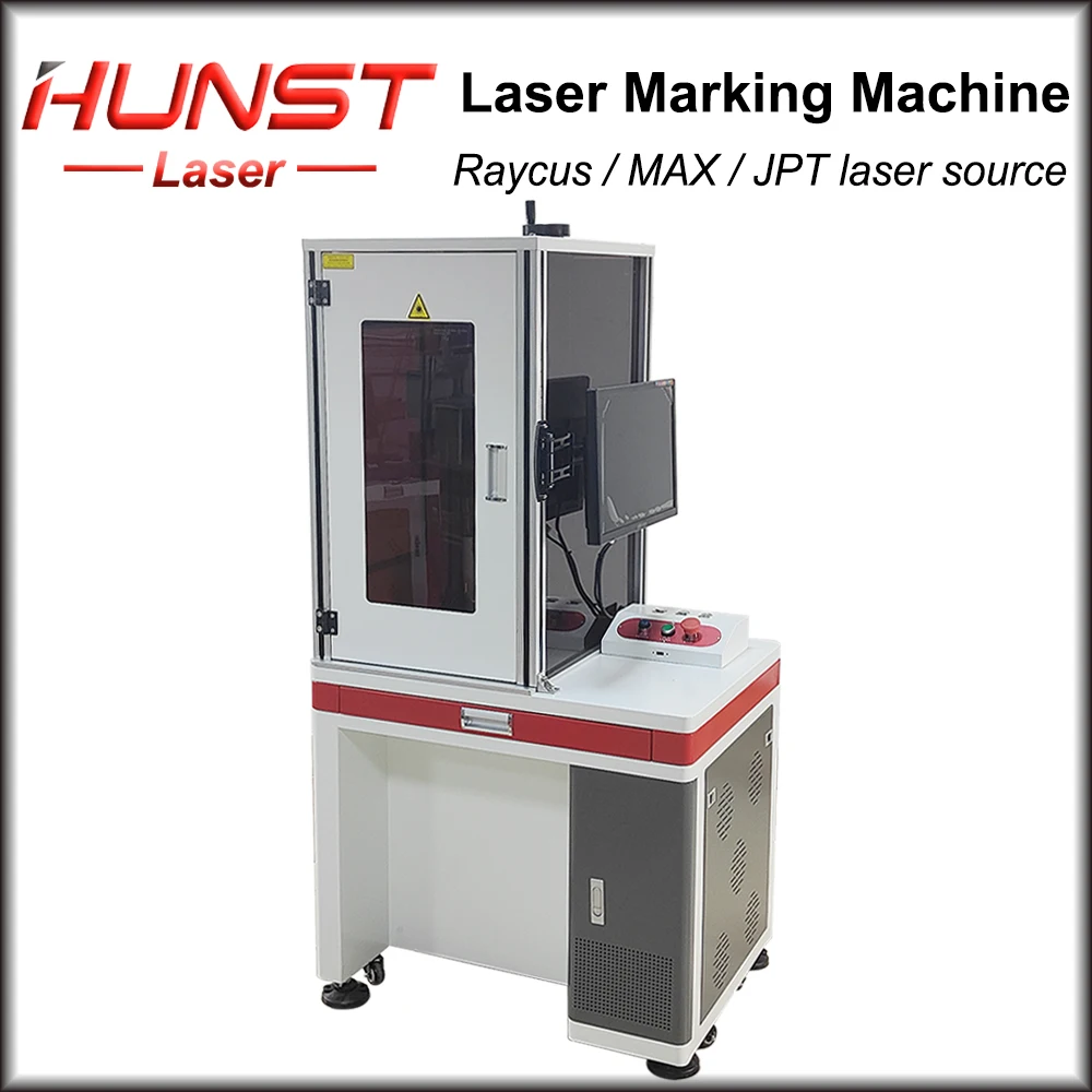 Hunst Enclosed Fiber Marking Machine MAX/JPT/Raycus Fiber Laser 20W 30W 50W 100W for Gold Silver Metal Plastic Engraving Cutting