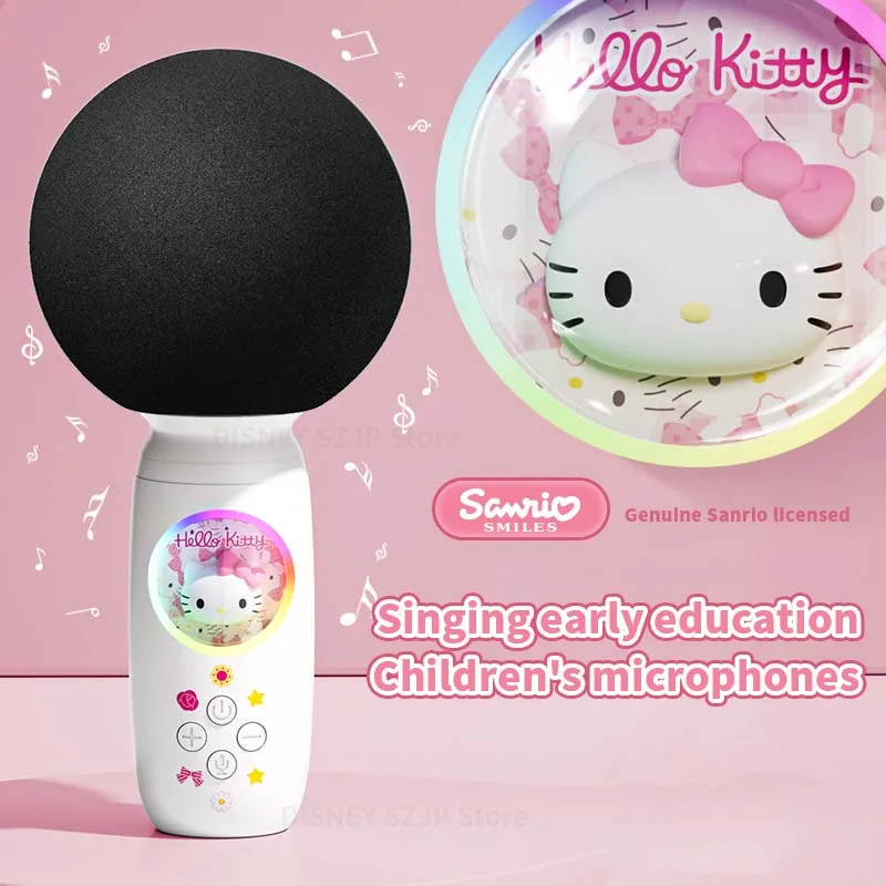 Original Sanrio Hello Kitty Cinnamoroll Kuromi Child Microphone ML03 Cartoon Bluetooth Mike Toy Karaoke Singing Machine Gifts