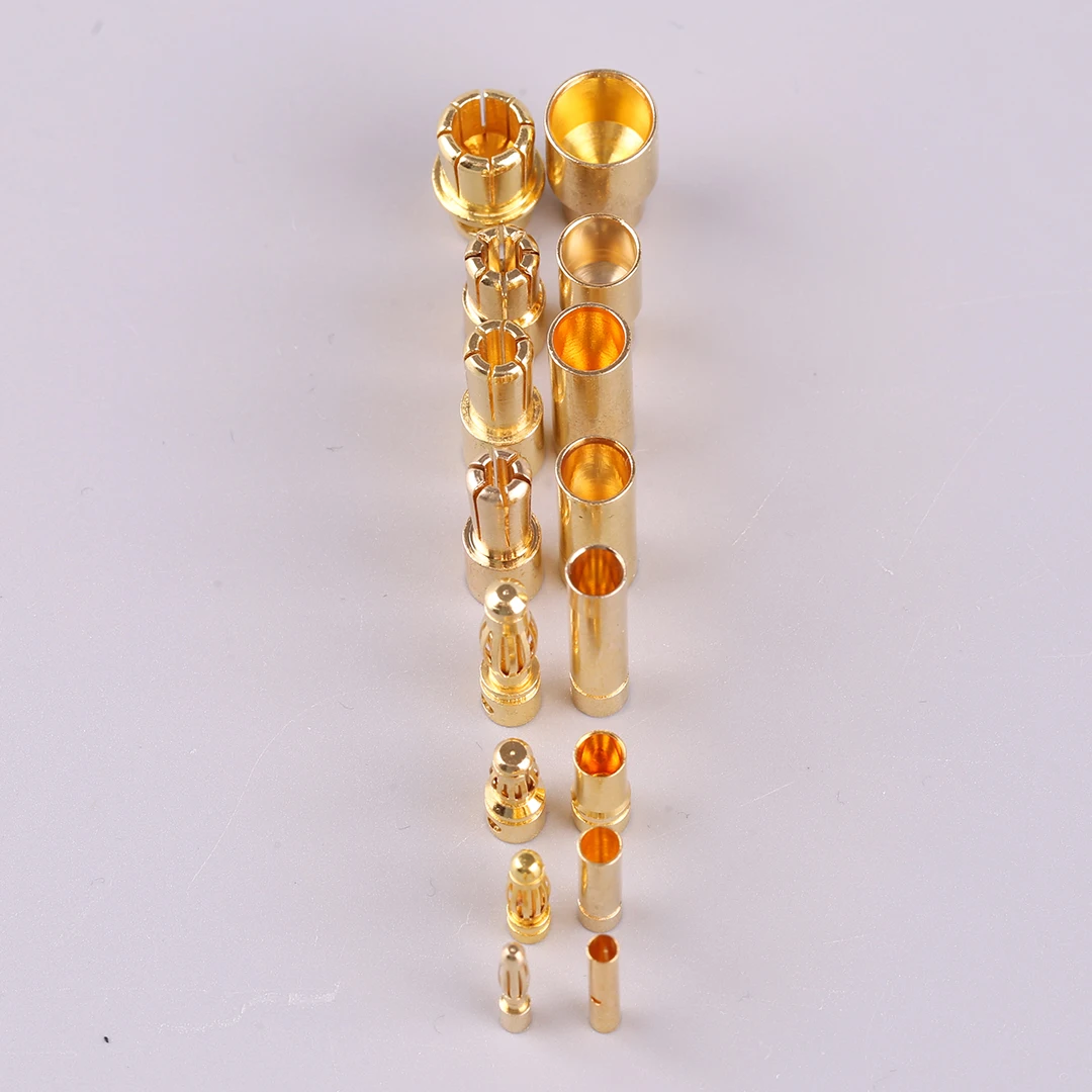 10pcs Amass Banana Plug Set Pure Copper Electric Motor Connector Male And Female Heads for Aircraft Models 2mm-8mm Sizes