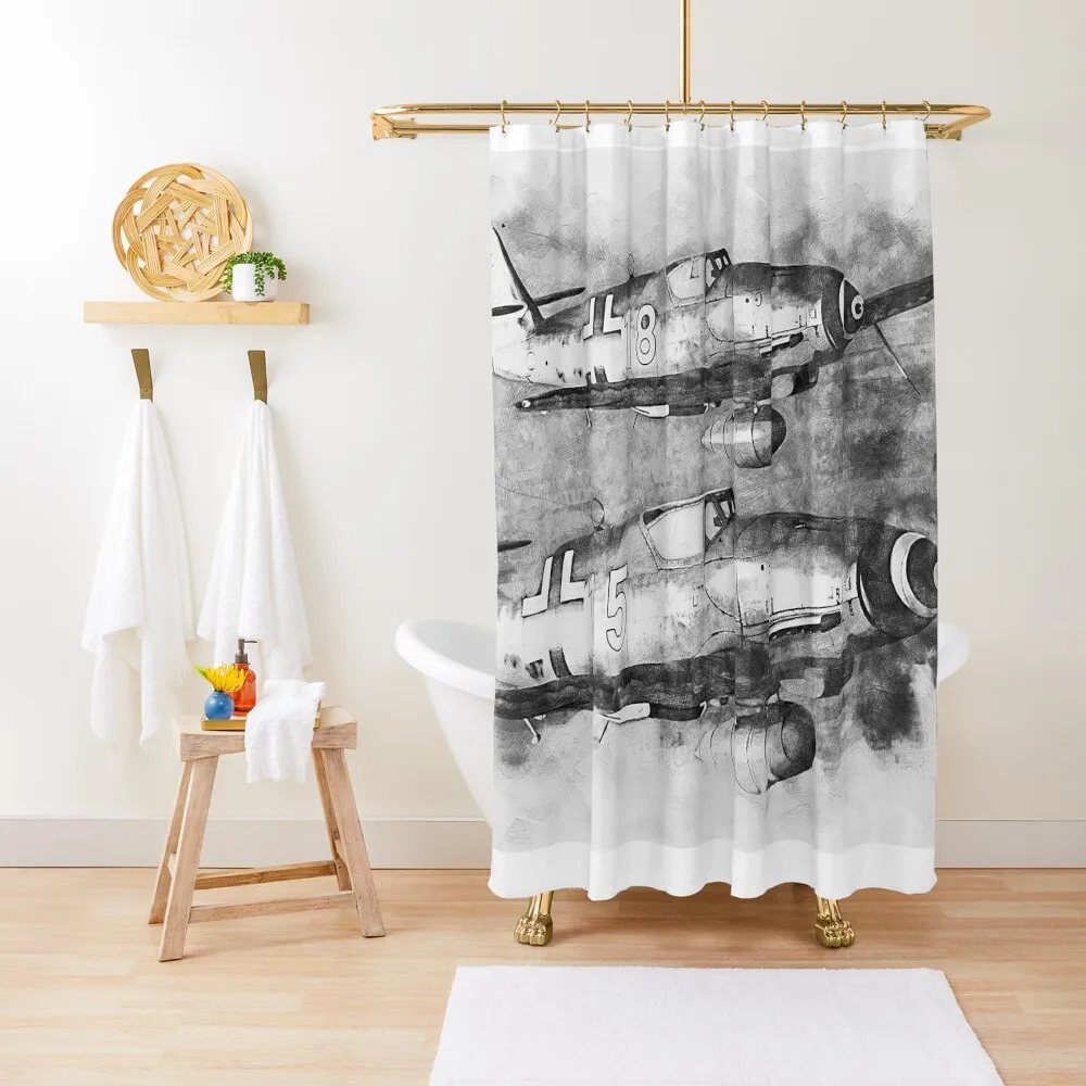 

Messerschmitt BF 109K4 Shower Curtain Waterproof Fabric Shower Washable Waterproof Fabric Shower Curtain