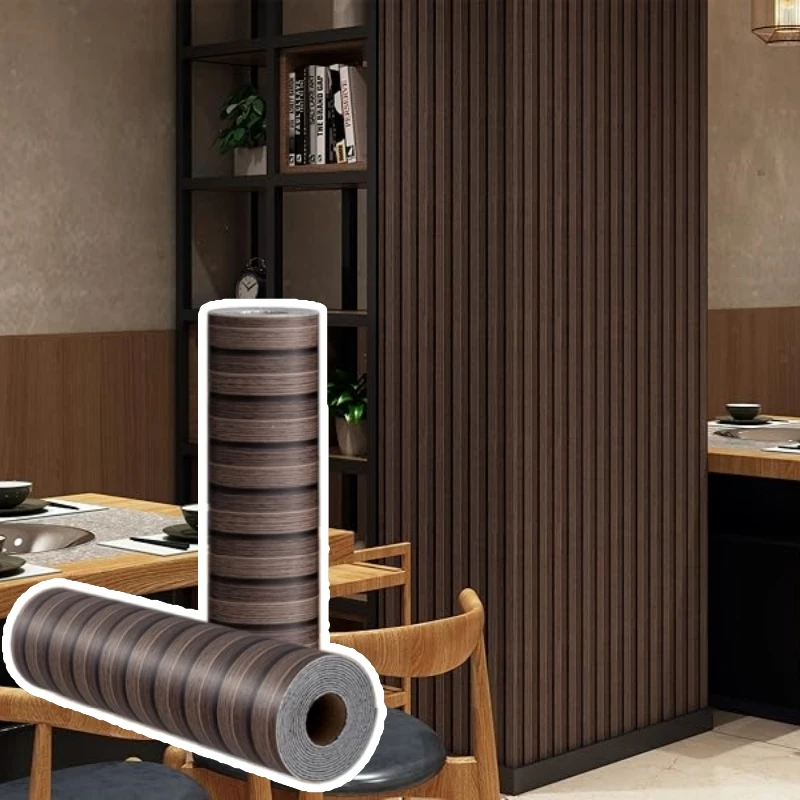 Self-Adhesive Vinyl Foam Wallpapers Faux Wood Grain Self-Adhesive Wall Stickers for Living Room,Kitchen,Bathroom Wall Renovation