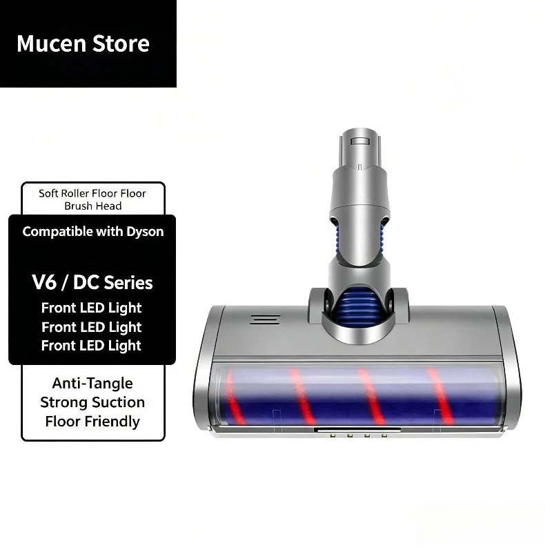 New accessories for Dyson V6, V7, V8, V10, V11, and V15 vacuum cleaners: carpet brush head, soft roller brush