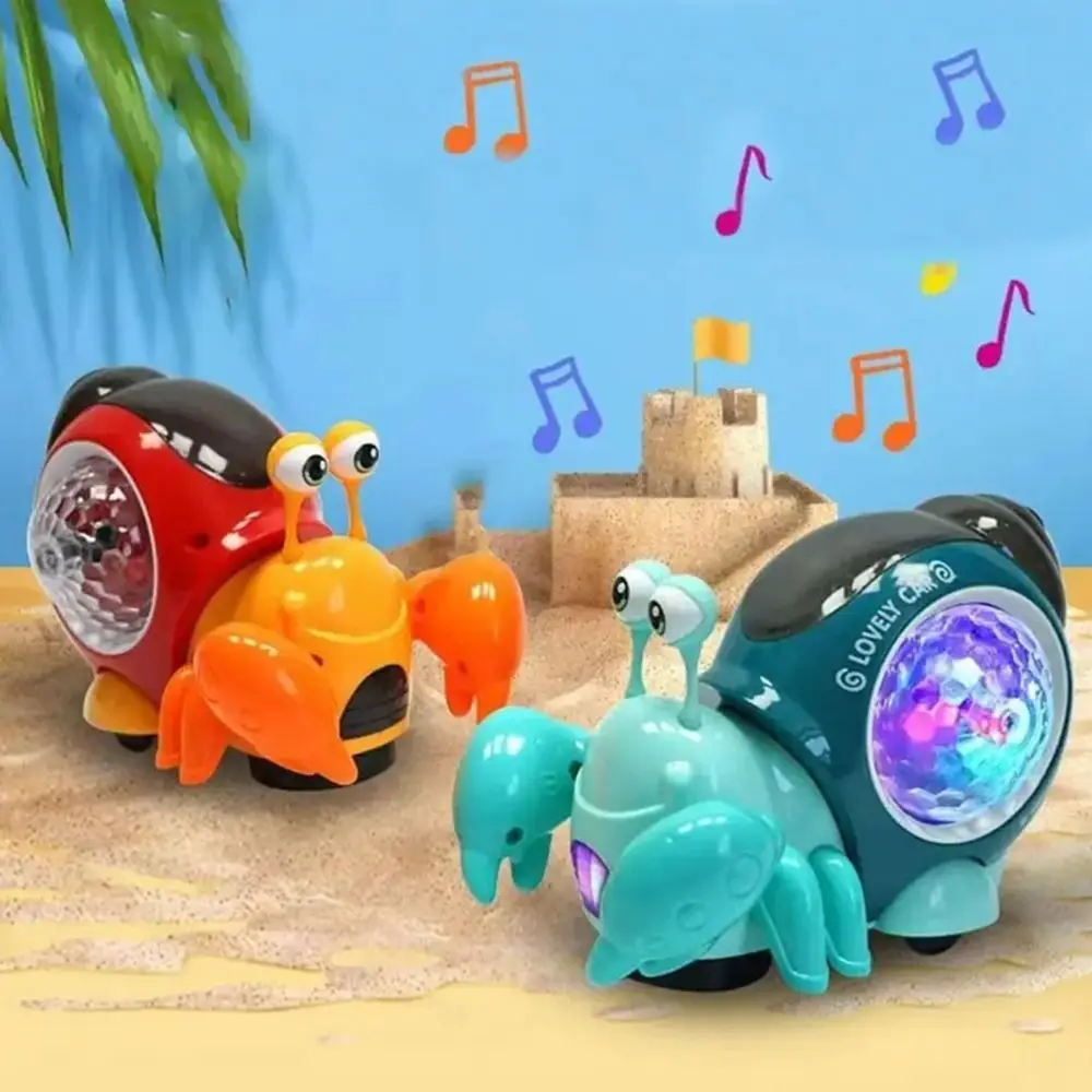 Juguete creativo de cangrejo para gatear de Caracol, juguete Musical interactivo ligero, tiempo de barriga, juguete de baile iluminado