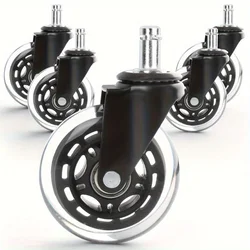 Heavy Duty Office Chair Casters, Rubber Swivel Wheels, Safe for Smooth Floors, Stylish Replacement for Office Chairs