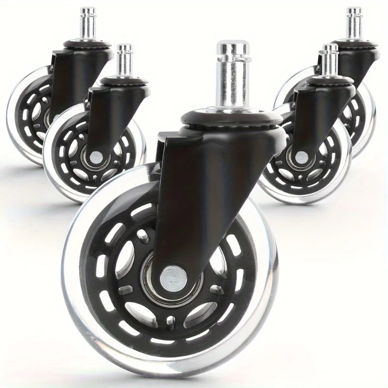 Heavy Duty Office Chair Casters, Rubber Swivel Wheels, Safe for Smooth Floors, Stylish Replacement for Office Chairs