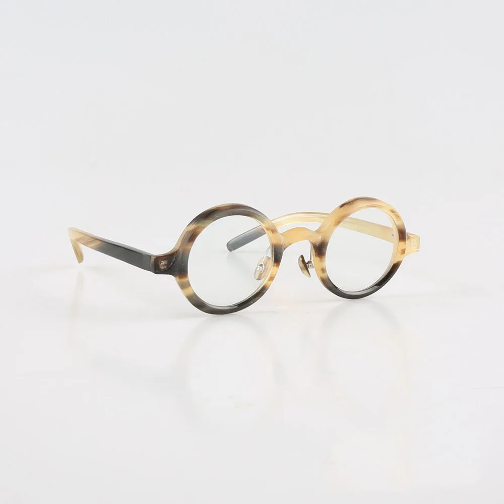 Man's Glasses Frames Classic Unique Round Optical Lenses Eyewear Vintage Handmade Honey Black Horn Prescription Eyeglass Frames