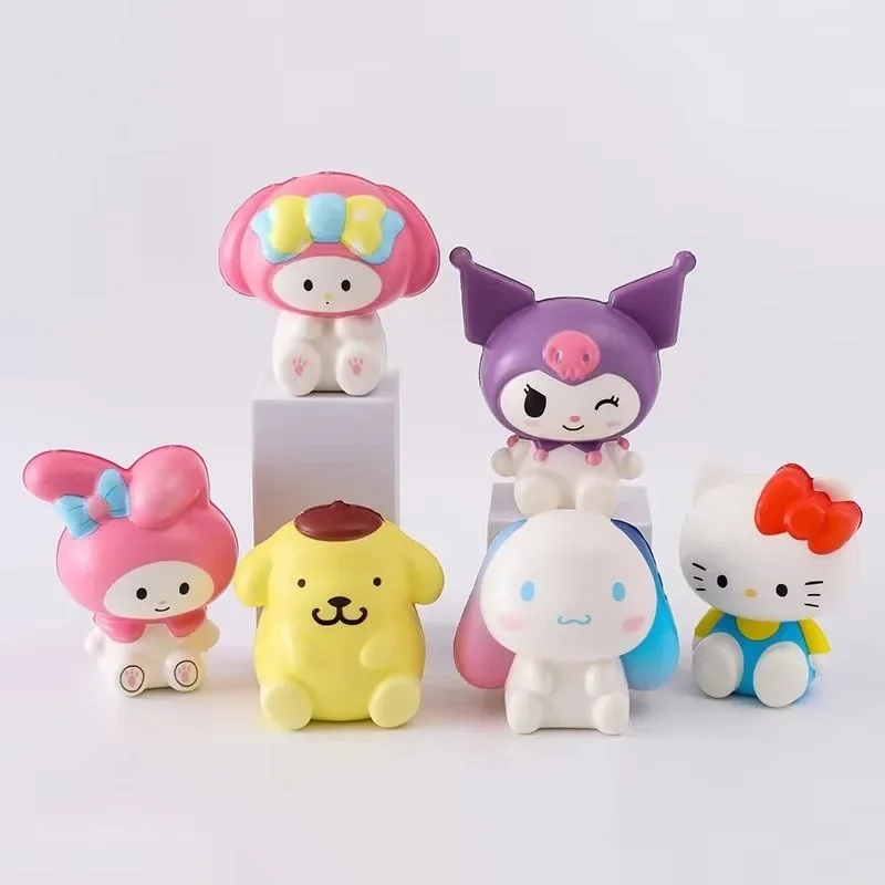 Kawaii HelloKittys Melody Kuromi Fidget Hands Cute Cinnamoroll Stress Relief Squishy Anime Children Toys Christmas Gifts