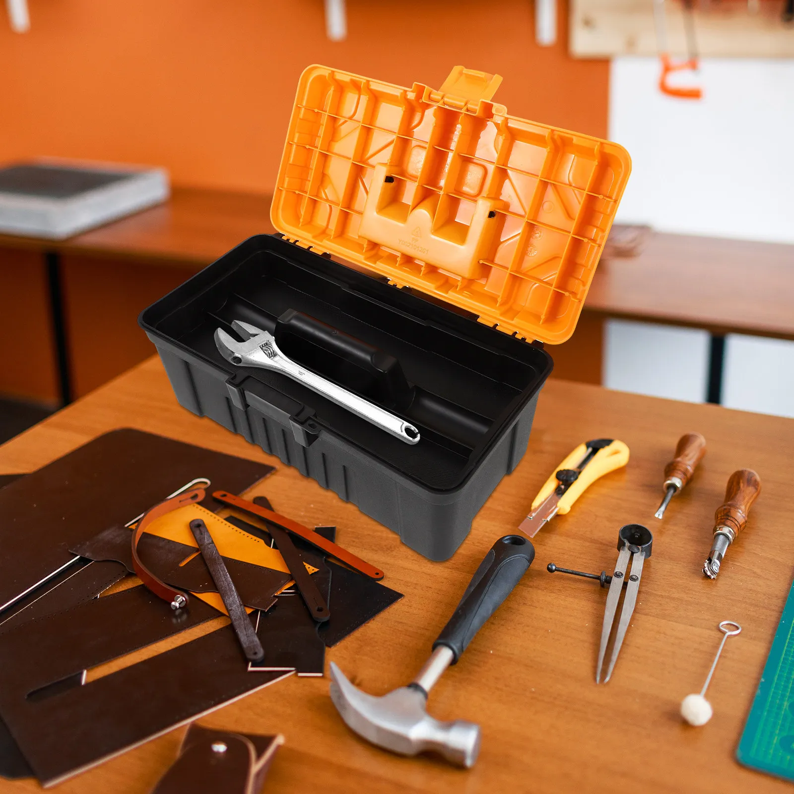 Small Capacity Multi-Layer Toolbox Portable Plastic Tool Storage Box Lightweight Handheld Tools Carrying Case Toolbox