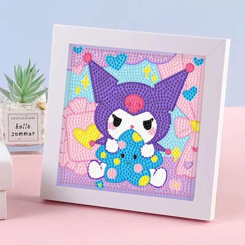 Miniso Sanrio Kuromi My Melody Diy Ręcznie robione naklejki Zabawki dla dzieci Diamentowe ozdoby.