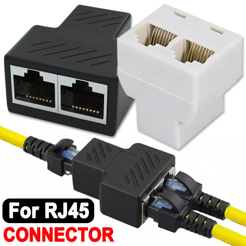 1-3Pcs RJ45 Splitter Adapter1 To 2 Dual Female Port CAT5/6 LAN Ethernet Network Straight-through Shielded Three-way Adapters
