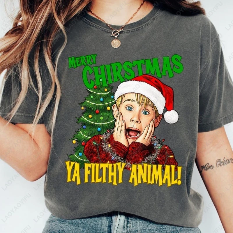 

Home Alone Christmas Gift Unisex Cotton Tshirt Funny 90s Movie Graphic Vintage Classic Fashion Streetwear O-neck Short-sleev Tee