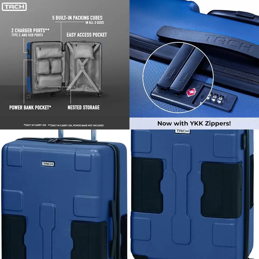 

20 Inch Hard Shell Spinner Luggage with Built-In Connecting System for 9 Bags (Midnight Blue)