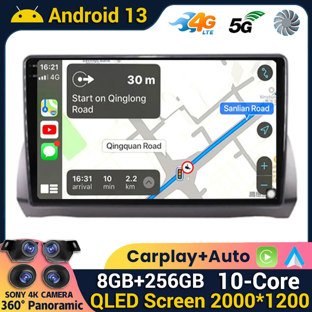 

Android 13 Carplay Auto Car Radio For Fiat Argo 2019 2020 2021 2022 Player Stereo Multimedia WIFI+4G Head Unit GPS 360 Camera BT