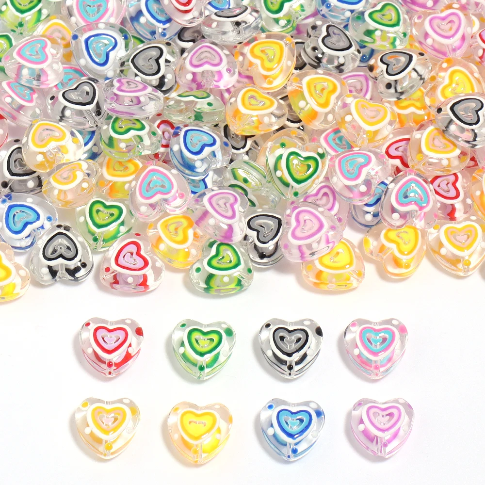 5pcs 12mm Glazed HandPainted 4 Layer Peach Heart Beads Loose Spacer Beads For Diy Jewelry Making Bracelet Necklace Accessories